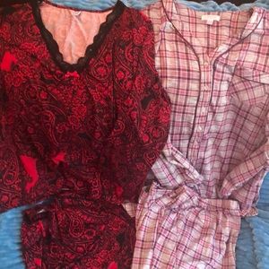 Lot 2 George Jersey Ladies Pajamas long winter Secret Treasures faux flannel 2X